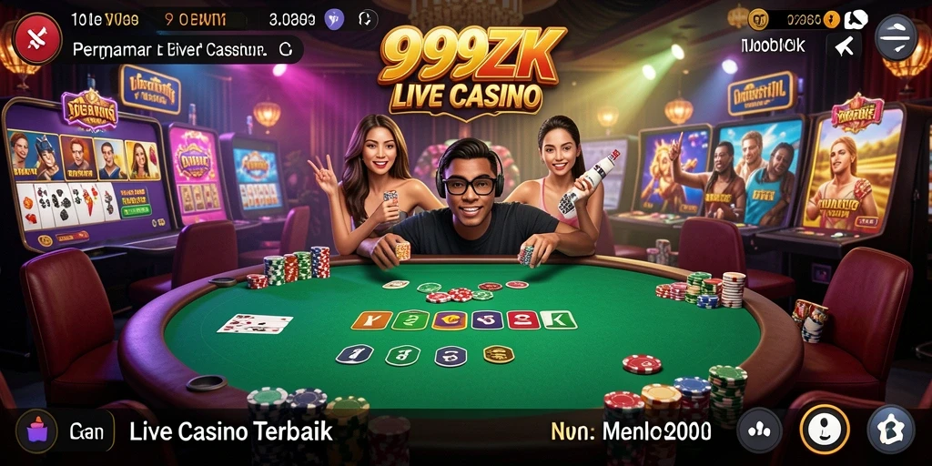 Tampilan gameplay Live Casino yang mendebarkan di 999ZK.