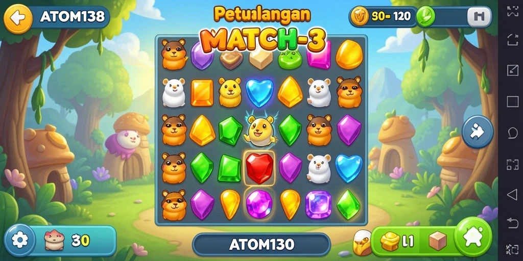 Tampilan gameplay seru ATOM138 dengan grafis menarik.