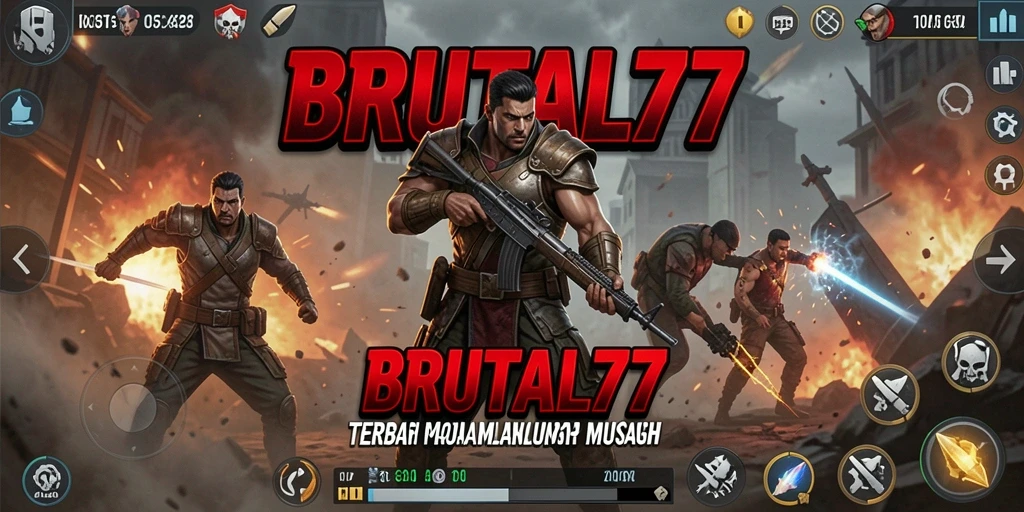 Tampilan gameplay menarik dan memikat di BRUTAL77.