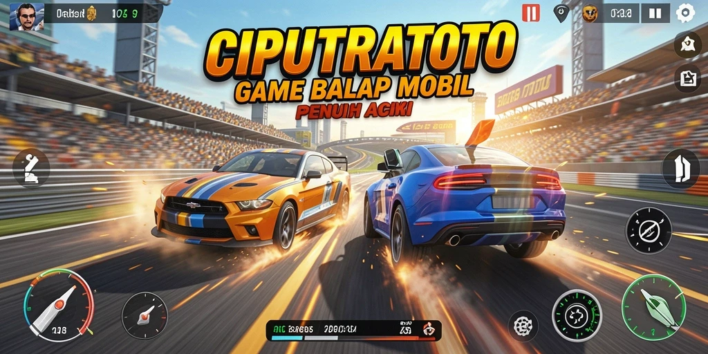 Tampilan gameplay balap mobil yang seru dan mendebarkan.