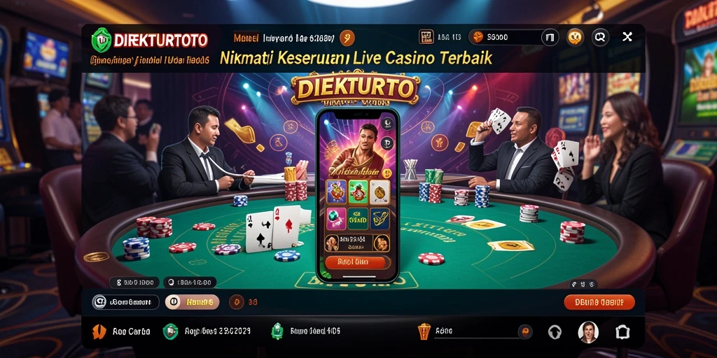 Screenshot utama DIREKTURTOTO yang menampilkan gameplay Live Casino yang mendebarkan.