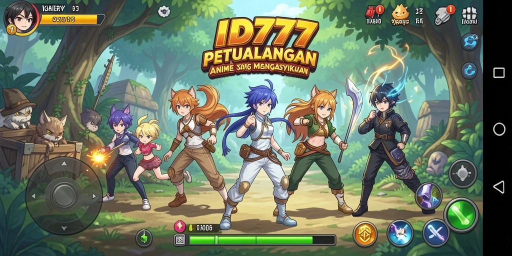 Tampilan gameplay seru dalam ID777 yang penuh aksi dan karakter anime.