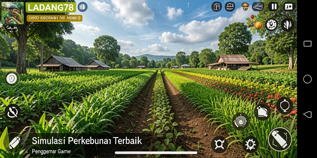 Tampilan gameplay menarik dari LADANG78 yang menunjukkan aktivitas bertani.