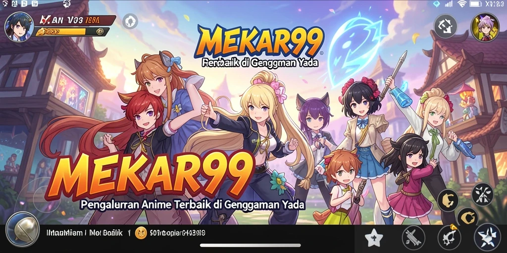 Tangkapan layar utama dari gameplay MEKAR99 menampilkan karakter Anime yang penuh aksi.