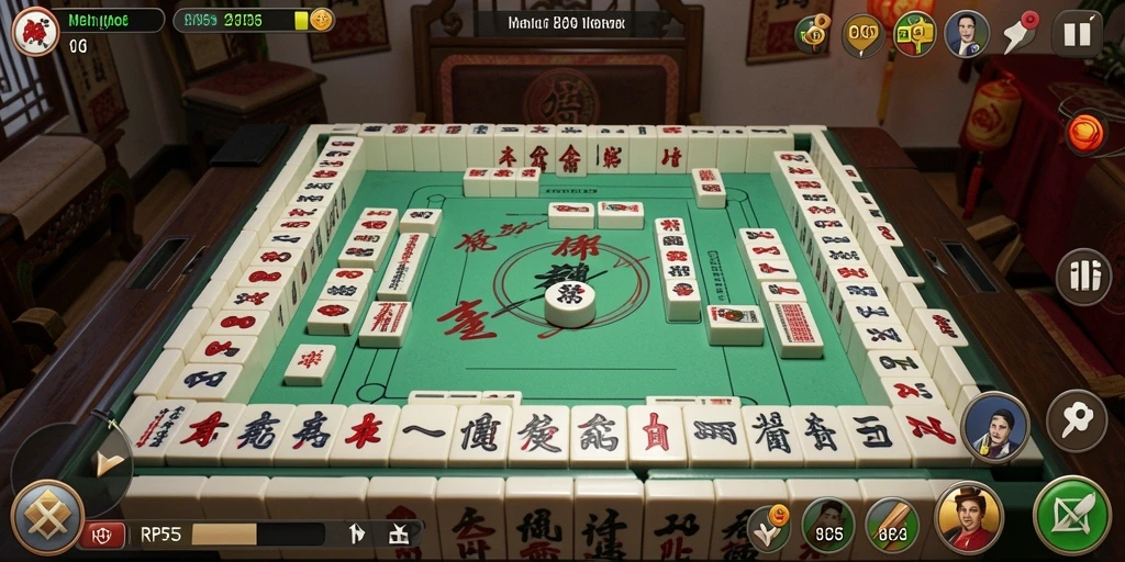Screenshot gameplay RP55 menampilkan pengalaman seru bermain Mahjong.