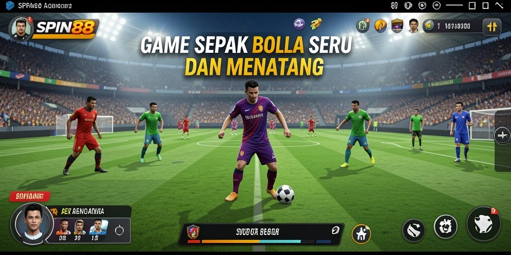 Tangkapan layar utama <strong>SPIN88</strong> menampilkan aksi seru di lapangan sepak bola.