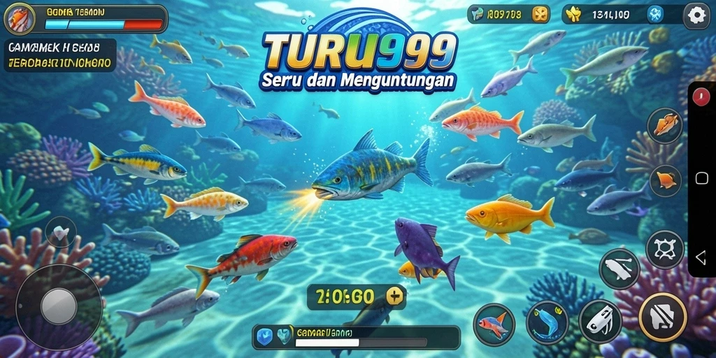 Tampilan gameplay seru saat menembak ikan di TURU99.