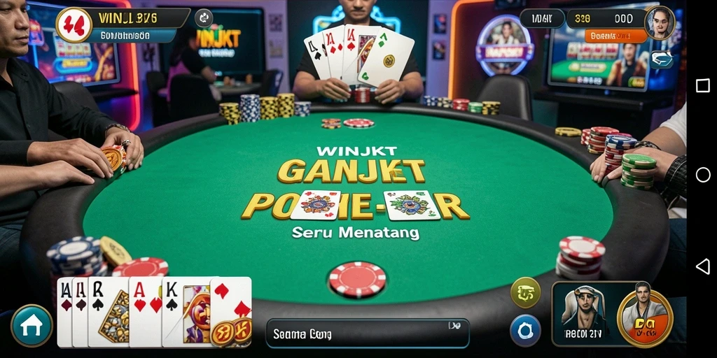 Tampilan gameplay Poker yang seru dan interaktif di WINJKT.